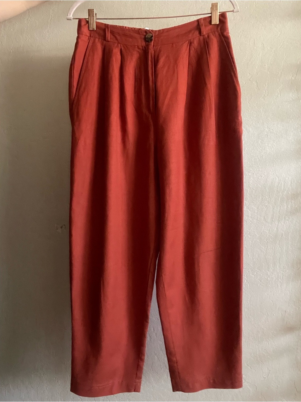 Linen and cotton rusty ankle pants